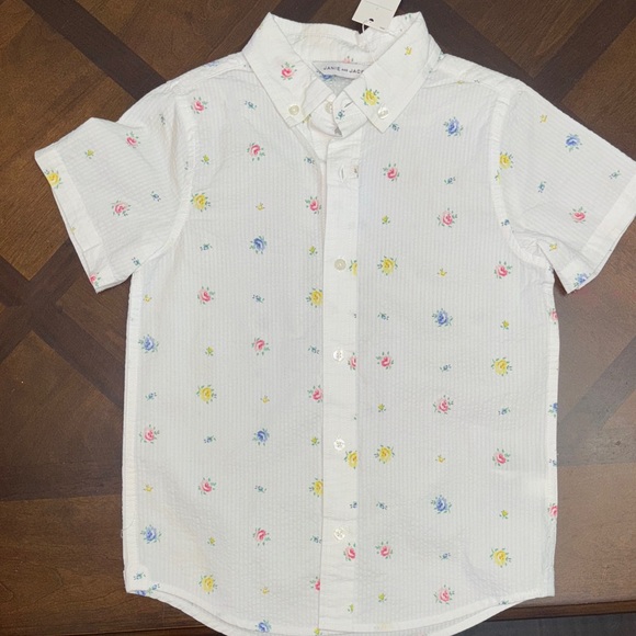 Janie and Jack Other - Janie and Jack White Shirt with Floral Accents